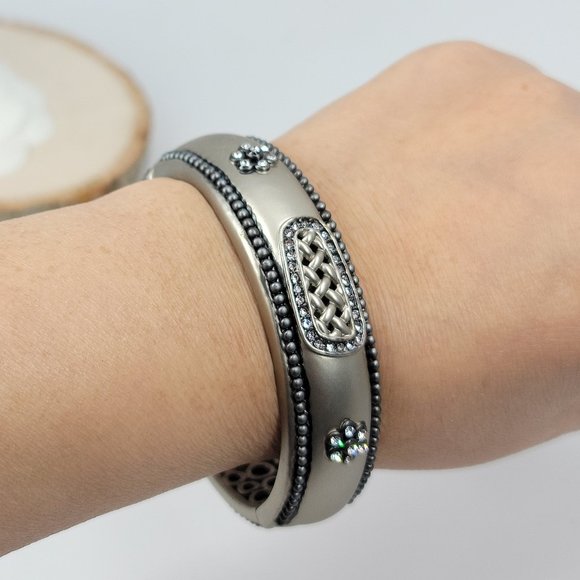 NWT Art Deco Pave CZ Hinged Magnetic Cuff Bangle - Picture 4 of 15